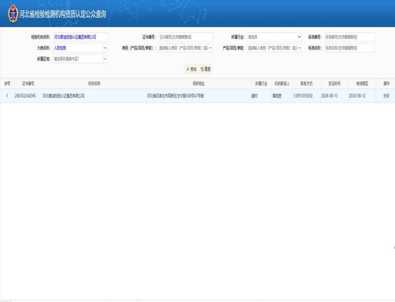 资质证书：人防工程检测资质认定